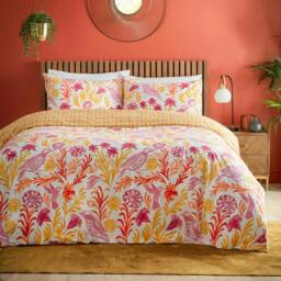 Rackhams Alentejo Duvet Cover Set - Citrus - Superking - Citrus - 50% Cotton/50% Polyester - thumbnail 1