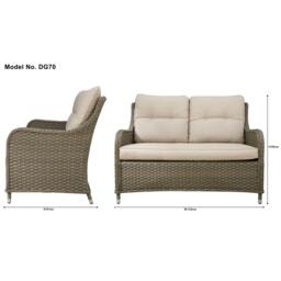 Rackhams Chester Rattan Wicker Outdoor Lounge 2-Seater Sofa with Cushion, Brown - DG70 - thumbnail 4