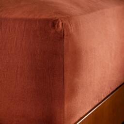 Rackhams Burnt Orange French Linen 40cm Deep Fitted Sheets - King - thumbnail 1