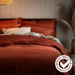 Rackhams Burnt Orange French Linen 40cm Deep Fitted Sheets - King - thumbnail 6