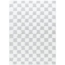 Rackhams Urban Shag-Modern Ivory Grey Checkered Soft Plush Pile Rug - 80 x 220 cm - thumbnail 3