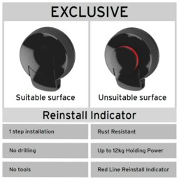 Rackhams Suctionloc Black Steel Suction Wall Mounted Towel Ring - thumbnail 5