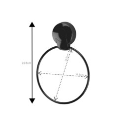 Rackhams Suctionloc Black Steel Suction Wall Mounted Towel Ring - thumbnail 3
