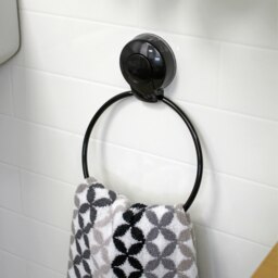 Rackhams Suctionloc Black Steel Suction Wall Mounted Towel Ring - thumbnail 2