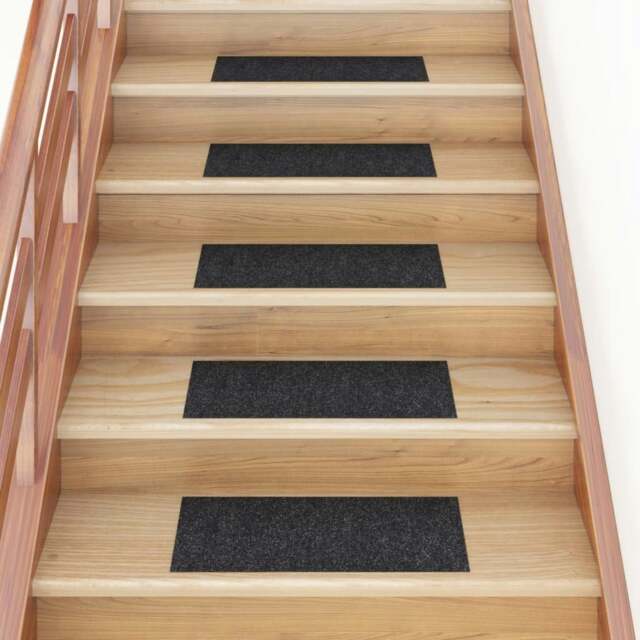 Rackhams Self-adhesive Stair Mats Rectangular 15 pcs 60x25 cm Black