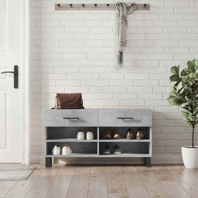 Rackhams Shoe Bench Concrete Grey 102x35x55 cm Engineered Wood - image 1