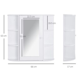 Rackhams Wall Mounted Bathroom Cabinet w/ Mirror Single Door Storage Shelves - thumbnail 6