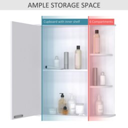 Rackhams Wall Mounted Bathroom Cabinet w/ Mirror Single Door Storage Shelves - thumbnail 5