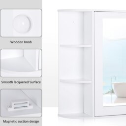 Rackhams Wall Mounted Bathroom Cabinet w/ Mirror Single Door Storage Shelves - thumbnail 4