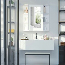 Rackhams Wall Mounted Bathroom Cabinet w/ Mirror Single Door Storage Shelves - thumbnail 3