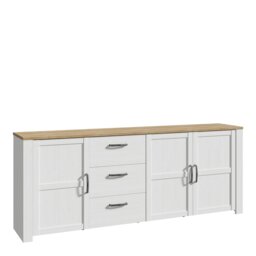 Rackhams Bohol Large Sideboard in Riviera Oak/White - White - 220.8 - 1