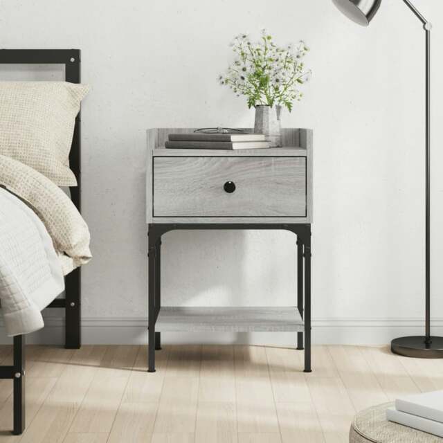 Rackhams Bedside Table Grey Sonoma 40.5x31x60 cm Engineered Wood