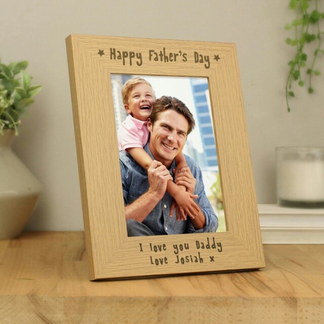 Rackhams Personalised Happy Father's Day 5x7 Oak Finish Photo Frame - image 1