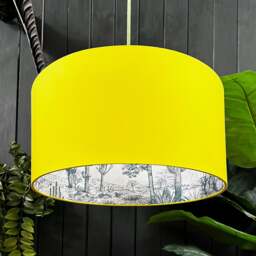 "Rackhams Wild West Cactus Silhouette Lampshade in Acid Yellow - Table / Floor Lamp - 45cm Diameter x 25cm Height / (18"" x 10"")" - thumbnail 1