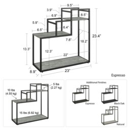 Rackhams Weston Plant Stand with 3 Shelves Espresso - Brown - thumbnail 4