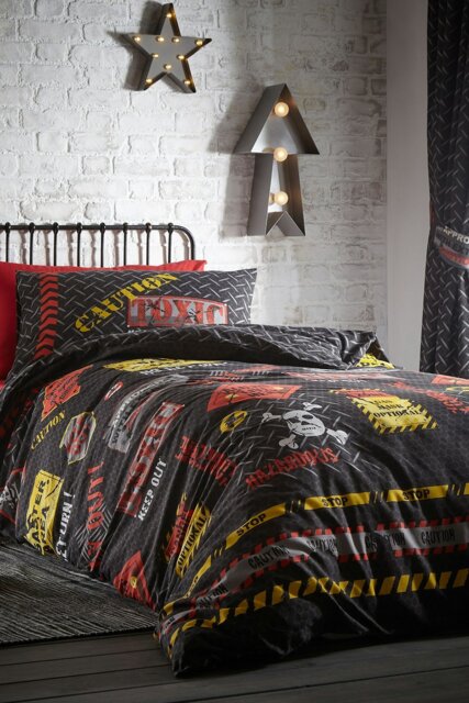 Rackhams Toxic Glow in the Dark Duvet Cover Set - Black - image 1