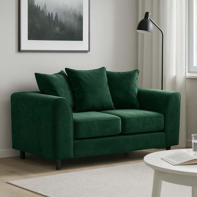 Rackhams Brooklyn Full Foam Plush Velvet 2 seater - Green - image 1