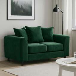 Rackhams Brooklyn Full Foam Plush Velvet 2 seater - Green - thumbnail 1