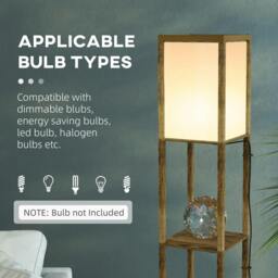 Rackhams Modern Shelf Floor Lamp with Dual Ambient Light, Standing Lamp Living Room, Bedroom, 156cm, Brown - thumbnail 6