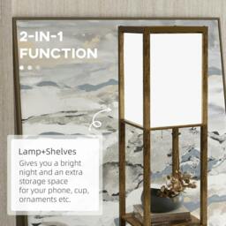 Rackhams Modern Shelf Floor Lamp with Dual Ambient Light, Standing Lamp Living Room, Bedroom, 156cm, Brown - thumbnail 5