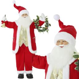 Rackhams 5ft Life Size Christmas Singing Santa Claus with Bell and Wreath - thumbnail 2