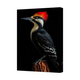Rackhams Woodpecker Canvas Wall Art Red Crest Bird Perched On Log - 150 x 100 cm
