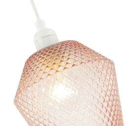 Rackhams Modern and Compact Diamond Design Soft Pink Glass Pendant Shade - thumbnail 3