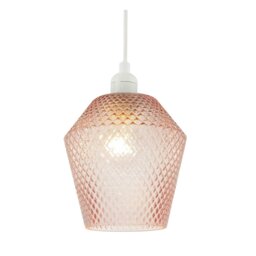 Rackhams Modern and Compact Diamond Design Soft Pink Glass Pendant Shade - thumbnail 4