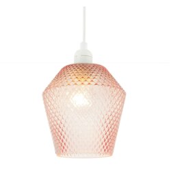 Rackhams Modern and Compact Diamond Design Soft Pink Glass Pendant Shade - thumbnail 2