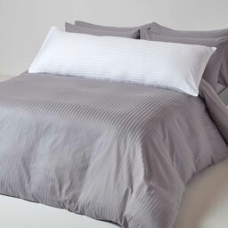 Rackhams Silky 330 TC Egyptian Cotton Satin Stripe Body Pillowcase - White - thumbnail 3