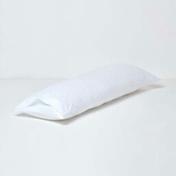 Rackhams Silky 330 TC Egyptian Cotton Satin Stripe Body Pillowcase - White - thumbnail 4