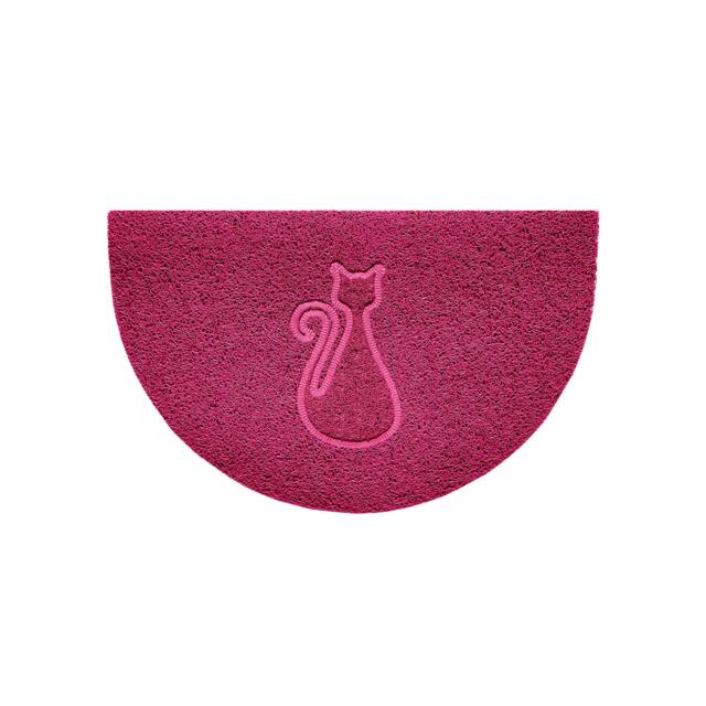 Rackhams Cat Embossed Halfmoon Indoor/Sheltered Outdoor Spaghetti Doormat - Pink - image 1