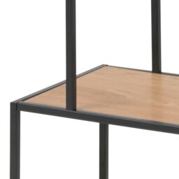 Rackhams Seaford Black Metal Asymmetrical Bookcase with 3 Oak Shelves - 1 - Black and Natural - Wood - thumbnail 6