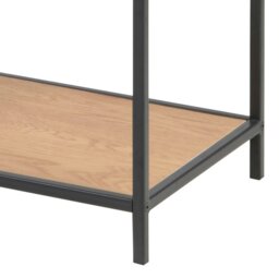 Rackhams Seaford Black Metal Asymmetrical Bookcase with 3 Oak Shelves - 1 - Black and Natural - Wood - thumbnail 5