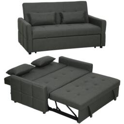 Rackhams 2 Seater Sofa Bed, Convertible Pull Out Bed Settee, Light Grey - Charcoal grey - Sofa Bed - 158W x 85D x 85H cm - thumbnail 1
