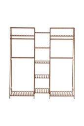 Rackhams Multi-Functional Clothes Hanging Rack Stand - Brown - thumbnail 2