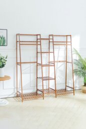 Rackhams Multi-Functional Clothes Hanging Rack Stand - Brown