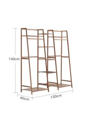 Rackhams Multi-Functional Clothes Hanging Rack Stand - Brown - thumbnail 3