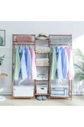 Rackhams Multi-Functional Clothes Hanging Rack Stand - Brown - thumbnail 4