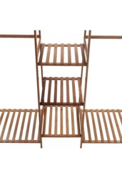 Rackhams Multi-Functional Clothes Hanging Rack Stand - Brown - thumbnail 6