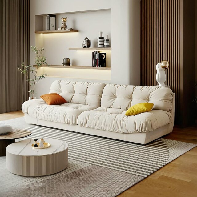 Rackhams Hudson Soft Two Seater, Three Seater, Four Seater Sofa, Cream - Others (Leathaire) - Two Seater 240cm - image 1