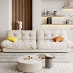 Rackhams Hudson Soft Two Seater, Three Seater, Four Seater Sofa, Cream - Others (Leathaire) - Two Seater 240cm - thumbnail 4