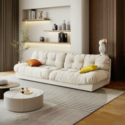 Rackhams Hudson Soft Two Seater, Three Seater, Four Seater Sofa, Cream - Others (Leathaire) - Two Seater 240cm - thumbnail 1