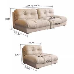 Rackhams Hudson Soft Two Seater, Three Seater, Four Seater Sofa, Cream - Others (Leathaire) - Two Seater 240cm - thumbnail 6
