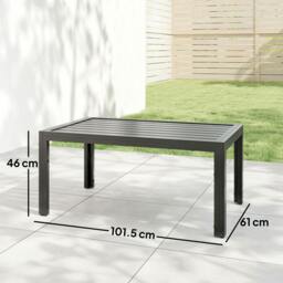 Rackhams Outdoor Side Table Garden Table with Steel Frame and Slat Top Grey Wood - 1 - 101.5 x 61 x 46 cm - 61 - thumbnail 3