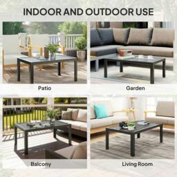 Rackhams Outdoor Side Table Garden Table with Steel Frame and Slat Top Grey Wood - 1 - 101.5 x 61 x 46 cm - 61 - thumbnail 5