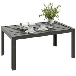 Rackhams Outdoor Side Table Garden Table with Steel Frame and Slat Top Grey Wood - 1 - 101.5 x 61 x 46 cm - 61 - thumbnail 2