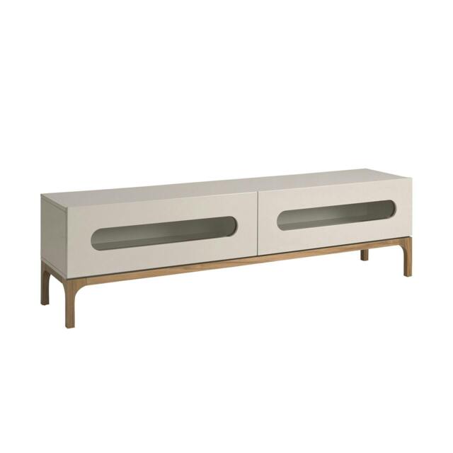 Rackhams Grey and Walnut Wood TV Stand With Interior Lighting 3242 - image 1