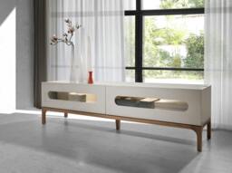 Rackhams Grey and Walnut Wood TV Stand With Interior Lighting 3242 - thumbnail 3