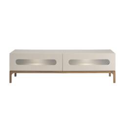 Rackhams Grey and Walnut Wood TV Stand With Interior Lighting 3242 - thumbnail 2